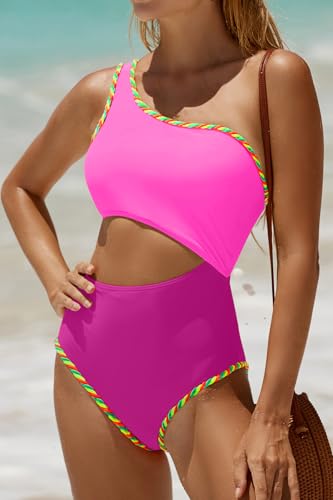 Image of Women's One Piece Swimsuit- One Shoulder Bathing Suit Cutout Tummy Control Swimwear