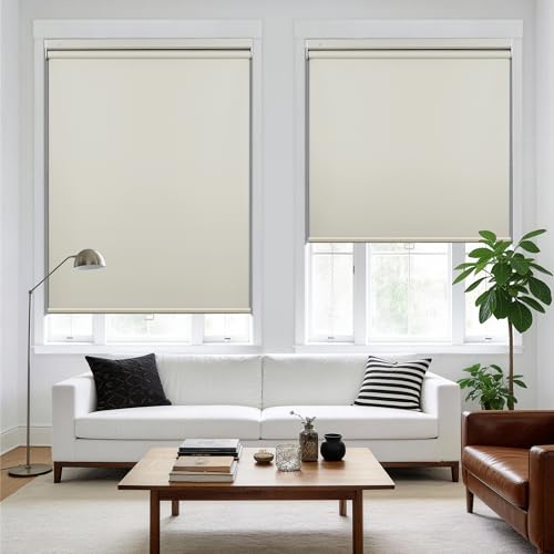HESTIA No Drill Cordless Blackout Roller Shades Screwless Waterproof Shower Window Blinds, Auto-Retraction Easy Install Blind for Bathroom/Kitchen/Office/Exterior, Cream, 48" W x 54" H by HESTIA - Image 8