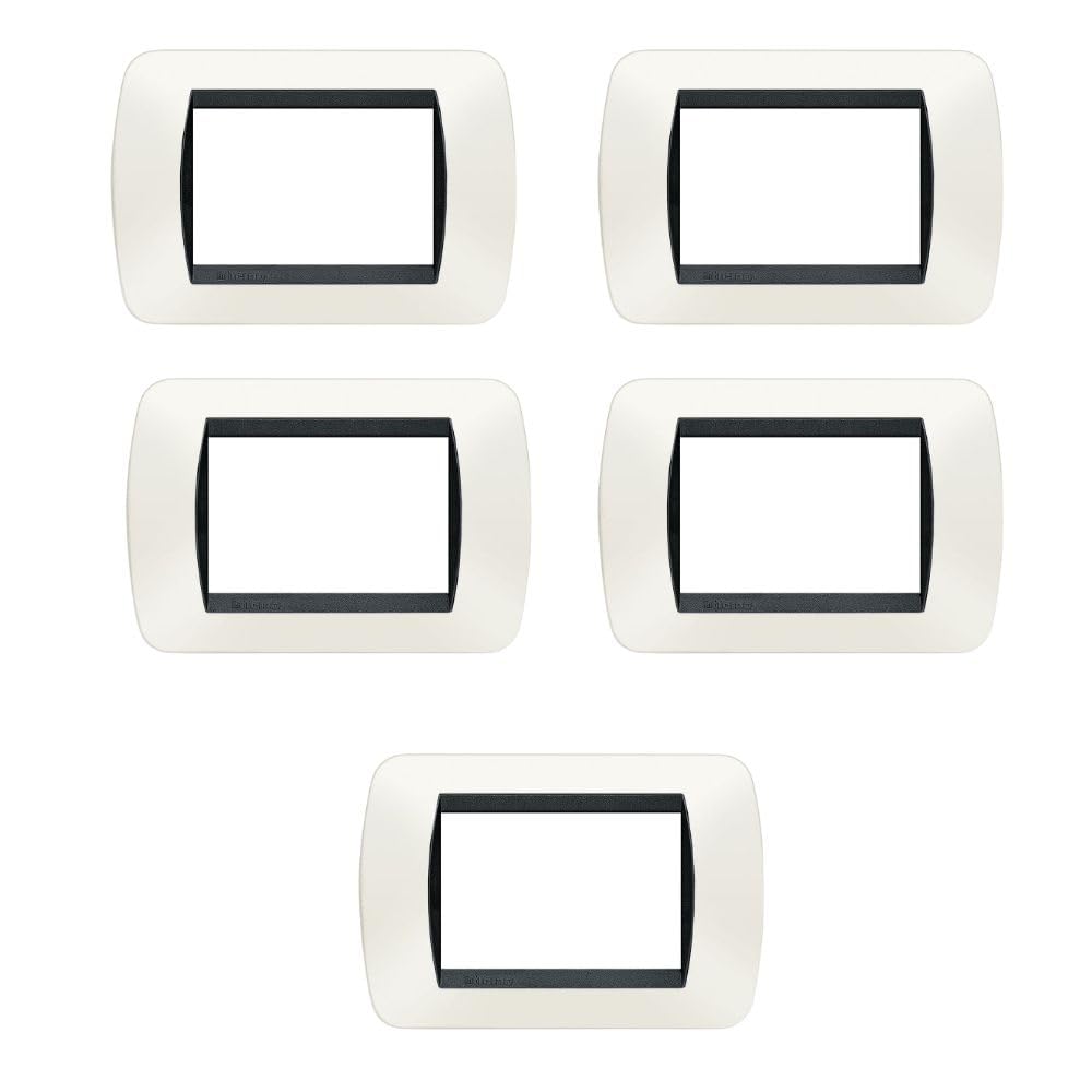 Placca Living Light International Bticino 3 Posti Tecnopolimero L4803 per Interruttori Prese e Pulsanti (5, Bianco L4803PB)