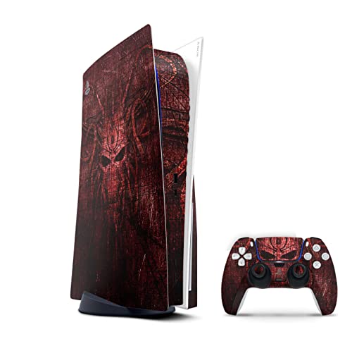 Skins4u Skin Design kompatibel mit Playstation 5 Vinyl Aufkleber Sticker Folie Gaming Case PS5 Cover Konsole Controller Red Demon Cover