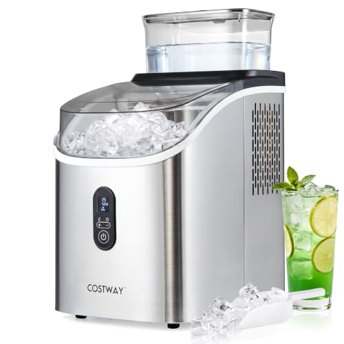 COSTWAY Máquina de Hielo para Encimera con Depósito Externo, 15 kg/Día (Plateado)