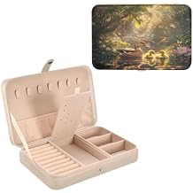J JOYSAY Ducks Water Lilies Golden Travel Jewelry Box Organizer Small Bridesmaid Jewelry Box PU Leather Display Storage Boxes for Traveling