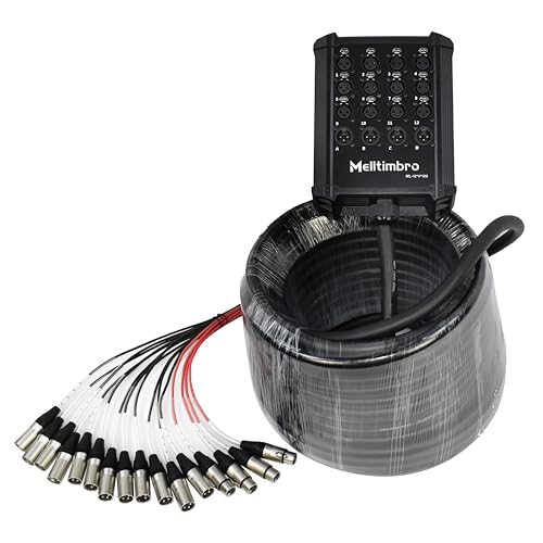 Low Profile XLR Send Circuit Board Snake Cable, Small Footprint XLR Box Snake for Live, Recording, Stage, Studio, 12 Channel 4 Return 100Feet Long