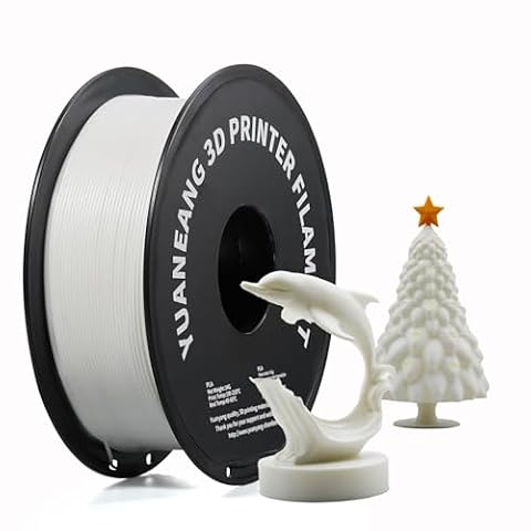 YUANEANG PLA 3D Printer Filament, Dimensional Accuracy +/- 0.02 mm, 1 kg Spool(2.2lbs), 1.75 mm,White