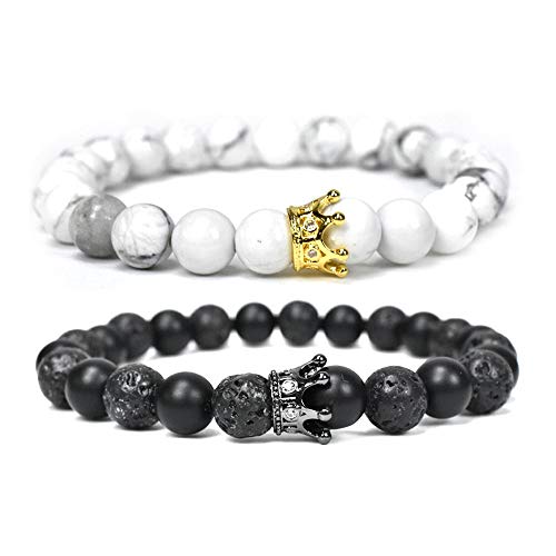 SOFTONES 8MM Lava Rock Aromatherapy Anxiety Essential Oil Diffuser Beads Bracelet for Men Women,Friendship Couples Gifts Natural Stone Bracelets