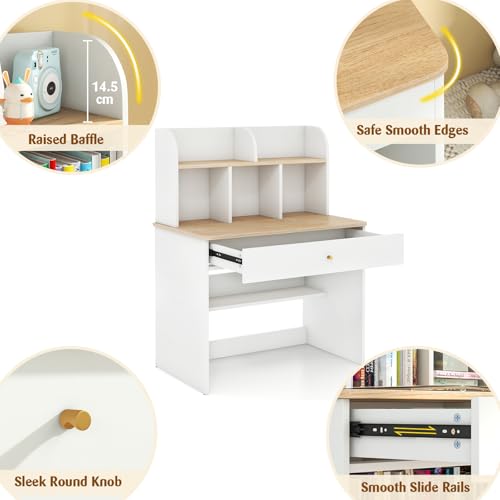 Bureau enfant 80x48 avec rangement 5 cases, LIFEZEAL