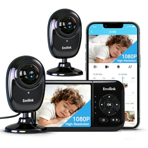 No WiFi Baby Monitor, 2 Cameras 1080P High Definition Screen, Baby Monitor with Camera and Audio, Night Vision, 2-Way Talk, VOX, 5 Lullabies, 1200ft Long Range 2.8" LCD Display for Home Use