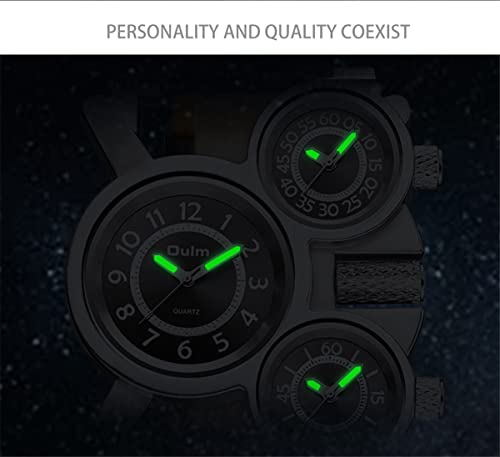 Oulm Three Time Display Quartz Mens Military Army Sport Wrist Watch White #TOP3