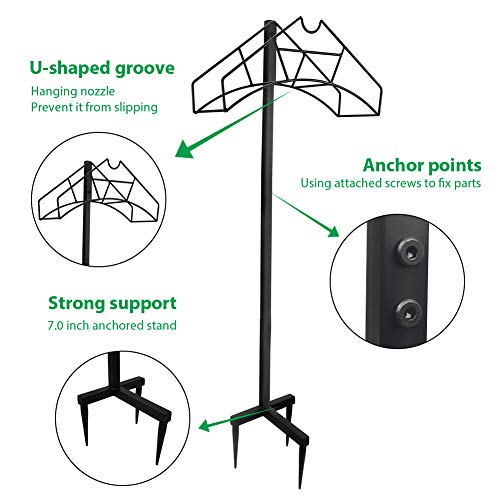 Mixxidea Garden Hose Holder Hanger, Freestanding Garden Hose, Heavy Duty Metal Water Hose Holder Hose Storage Stand Rack For Yard Lawn Hose Reel Organizer For Outdoor Black #TOP2
