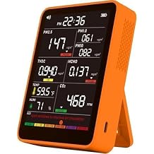 16-in-1 Indoor Air Quality Monitor, High-Precision Multi-Parameter Smart Air Quality Tester with HD Real-Time Color Screen, Portable Air Quality Monitor for Home, Office Pumpkin Spice Orange