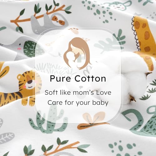FIEMOL Baby Sleep Sack 12-18 months, 100% Cotton Sleeping Sack for Newborn and Infant, 3 Pack Baby Wearable Blanket, 0.5 Tog Lightweight Double Zipper Sleep Bag Green Brown Giraffe - 3