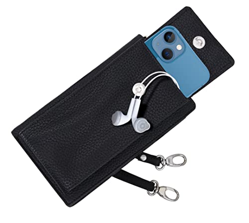 Image of URBAN FOREST Ruby Black Leather Sling Wallet for Women