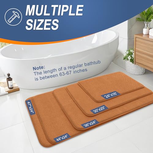 Image of OLANLY Thick Memory Foam Bath Mat Rug 30x20, Extra Soft Absorbent Bathroom Rug, Quick Dry Bath Mats, Non-Slip, Machine Washable Carpet for Bathroom, Tub and Shower, Home Decor Accessories, Clay