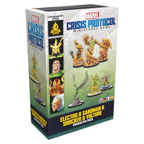Atomic Mass Games Marvel: Crisis Protocol Electro & Sandman & Shocker & Vulture Character Pack - Sinister Villains Unleashed! Tabletop Superhero Game, Ages 14+, 2 Players, 90 Min Playtime Cover