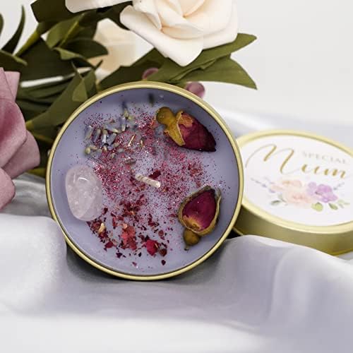 Mum Gifts, Mum Candle That Makes a Thoughtful Gift for - Ideal Present Birthday Christmas Lavender Crystal with Rose Quartz and Petals