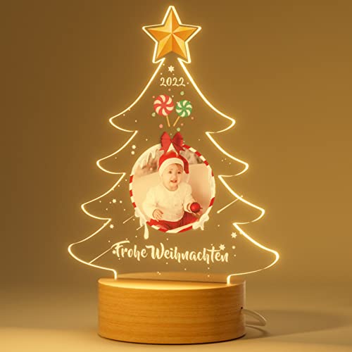 Bemaystar Weihnachtsdeko Lampe Kinder Weihnachtsbaum mit Foto und Text Personalisierte Geschenke für Kinder Familie Weihnachten Geschenk zur Geburt Junge Mädchen Cover