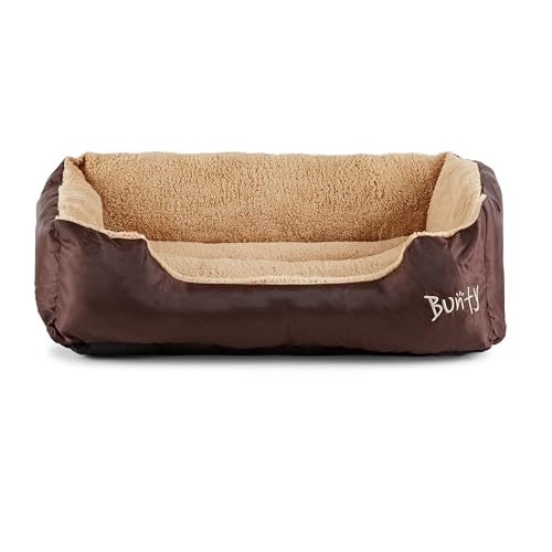 Bunty Deluxe Dog Bed - Small, Medium to XXL Calming Washable Dog Bed - Non-Slip Base, Raised Walls, Fleece Lined Interior, Plush Cushioning, Insulates & Retains Heat - Large, Brown