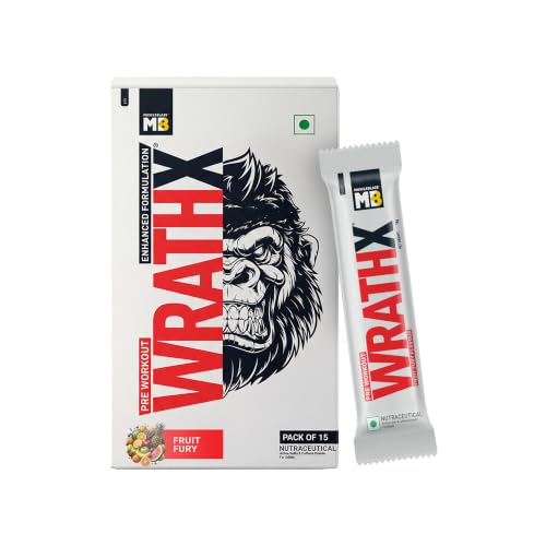 Image of MuscleBlaze Pre Workout WrathX Powder, Fruit Fury, 270g, 15 Servings | Fully Loaded, Crash Free with Caffeine, Citrulline and Beta Alanine | Trustified Certified | Built for Athletes - Dope Free