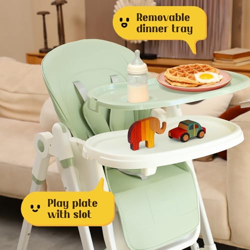 6-in-1 High Chair with Rocker | Convertible Baby High Chair for Newborn to Toddler | Easy-Clean, Foldable & Adjustable with Removable Tray, Sparrow Lake Green by FAHKNS - Image 4