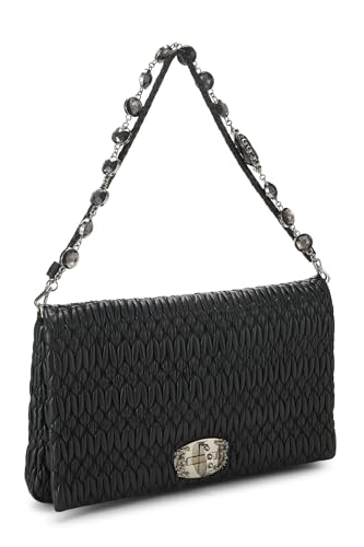 Pre-Loved Black Nappa Crystal Flap Shoulder Bag, Black2