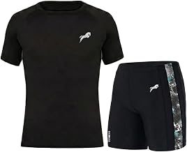 JUST RIDER Swimwear Half Sleeve T-Shirt and Shorts for Men & Women Men's Swimming T-Shirt and Swimming Shorts Set, Polyester, Quick-Dry, Chlorine-Resistant, Flatlock Seams