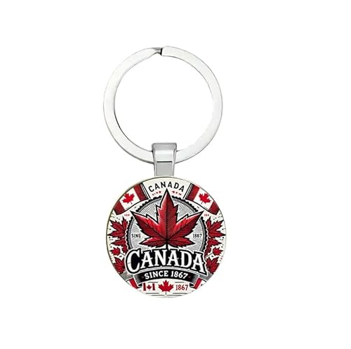 4Trails Canadian Maple Leaf Canada Souvenir Keyring, Metal, Red and White Design, Since 1867