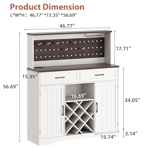 Farmhousecoffeebarstationcabinetwithledlightandpoweroutletsideboardbuffetcabinetswithadjustableshelveswoodcoffeebartablewithwineandstorageforlivingroomwhite Urban Country Home Decor Farmhouse coffee bar station cabinet with led light and power outlet sideboard buffet cabinets with adjustable shelves wood coffee bar table with wine and storage for living room white urban country home decor