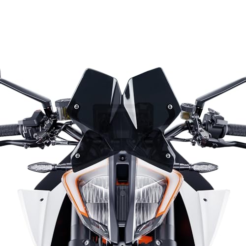 Motorrad Front Windschutzscheibe Windschutz Kompatibel mit 1290 Super Duke R 2021 2022 2023 2024 Sport Windabweiser Verkleidungs Deflektorschutz (Rauch)