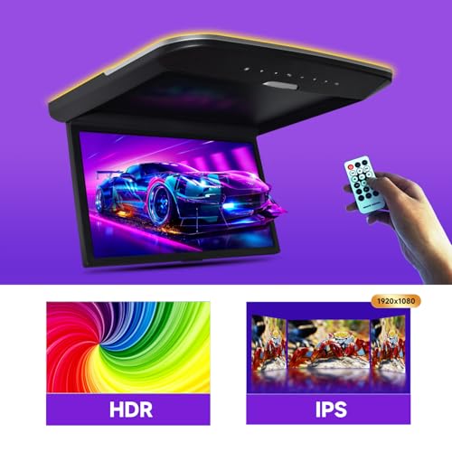 Image of 14 Inch Flip Down Car Overhead HD MP5 Player, Roof Mount Monitor with HDMI and USB Video Input