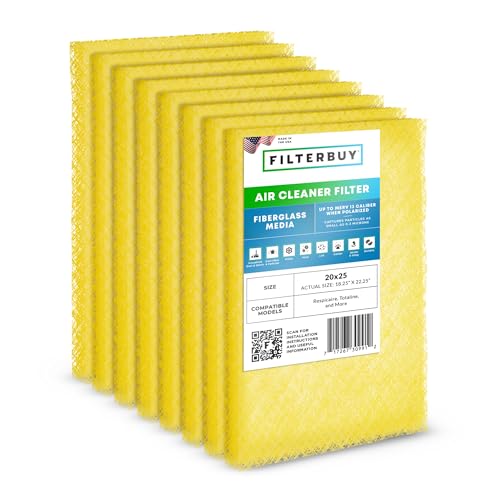 Filterbuy 20x25 Air Cleaner Filter Replacement Pads for Respicaire CG MicroClean 95, Totaline CG1000 Star Series, and More (4-Pack)