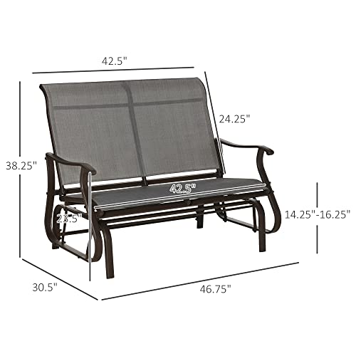 Outsunny 2-Person Outdoor Glider Bench，Patio Glider Loveseat Chair With Powder Coated Steel Frame，2 Seats Porch Rocking Glider For Backyard, Lawn, Garden And Porch, Mixed Grey #TOP18
