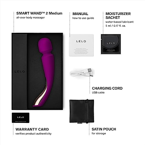 LELO Smart Wand 2 Medium Personal Wand Massager Tension Releasing Muscle and Body Massager, Waterproof & Wireless Rechargeable Wand, Deep Rose - Image 3