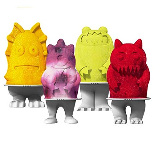 Tovolo Silicone Popsicle Molds with Sticks (Monster) - Ice Pop Molds with 4 Cavities for Homemade Flavored Ice Pops & Frozen Snacks - Popsicle Maker with Drip-Guards, Dishwasher Safe & BPA-Fre...