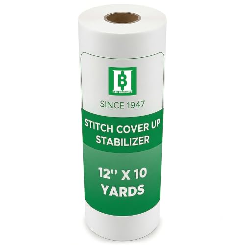 HBI H.B.I. PRODUCTS H.B.I. Peel & Stick Tear Away stabilizer for Embroidery Roll 10 x 10 Yards 1.5 oz Embroidery Stabilizer Embroidery Backing for Machine Tear Away Embroidery Stabilizer Roll.