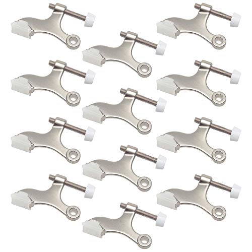 Nuk3y Hinge Pin Heavy Duty Adjustable Door Stop (12 Pack, Satin Nickel)