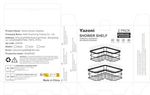 Yazoni Corner Shower Caddy, Adhesive Shower Organizer Corner, Bathroom Shelves Shampoo Holder with Hooks, Rust-proof Stainless Steel (Silver) - Cosy Home Interiors Yazoni Corner Shower Caddy, Adhesive Shower Organizer Corner, Bathroom Shelves Shampoo Holder with Hooks, Rust-proof Stainless Steel (Silver) - Image 9