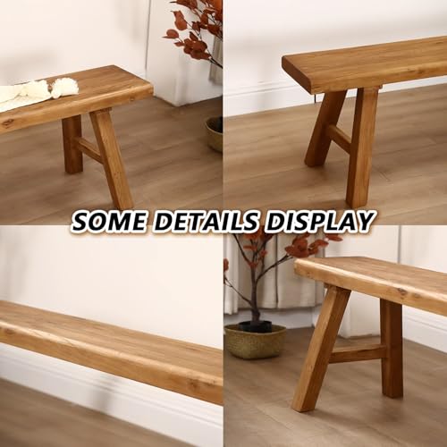 Banco rústico de madera elegante con asiento delgado de 50 cm 6