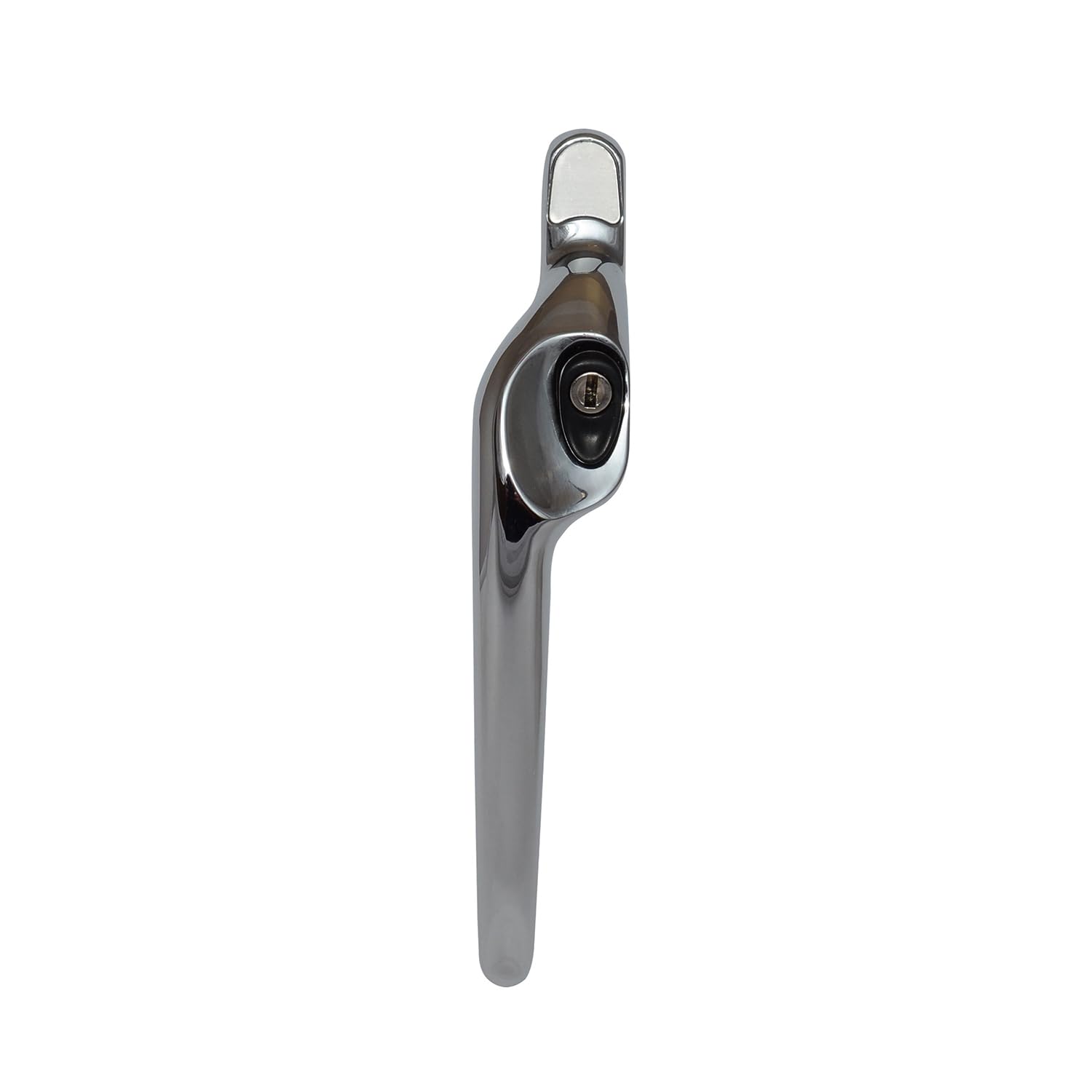 Kooples Hardware Offset Locking Window Handle Left Hand – Secure uPVC Window Handle with Key – White Finish – Fixings Included (Polished Chrome, 20mm - Black Button)