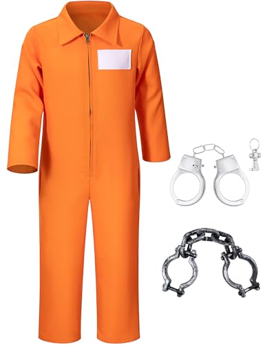 Yoroka Orange Prison Jumpsuit Kids Prison Uniform with Chain Props