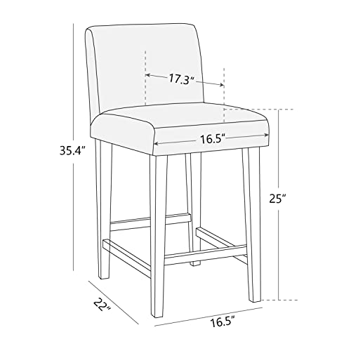 Chita Counter Height Bar Stools Set Of 2, 25" H Seat Height Upholstered Barstools, Fabric In Midnight Blue #TOP6