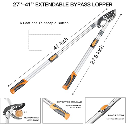 image for AIRAJ 27-41'' Extendable Anvil Loppers Heavy Duty with Compound Action