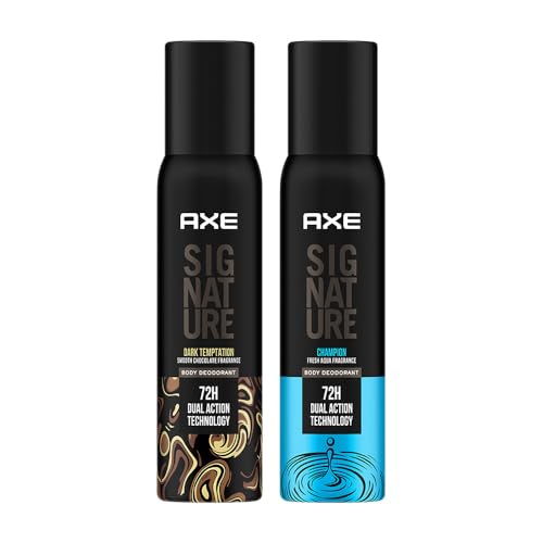 Image of AXE Signature Dark Temptation Body Perfume for Men, 154 ml And Signature Body Perfume, Champion, 154ml