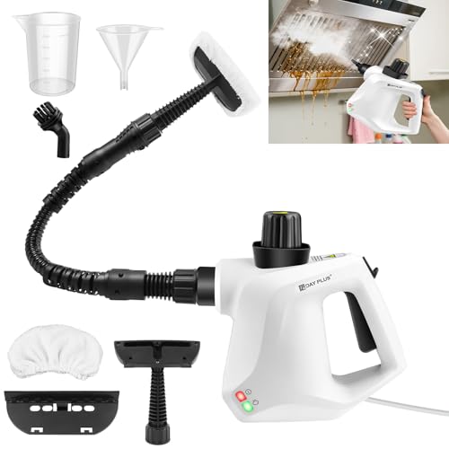 Steam Cleaner Handheld, Portable Steam Cleaners, Pressurized with 9 pcs Accessories and Safety Lock, 400ML Multifunctional Hand Held Steam Cleaner for Cleaning Kitchen Bathroom Grout Windows Grease
