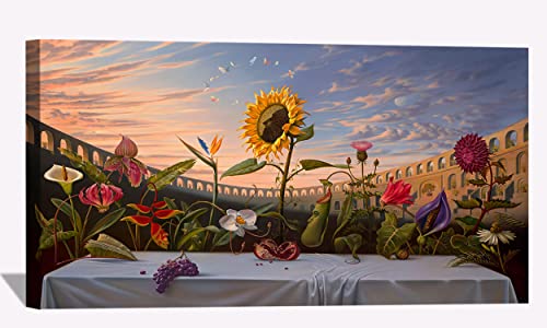 BOHU ARTS Vladimir Kush Last Supper Wall Art Large Framed Painting Dali Style Canvas Art for Bedroom Livingroom Office Ready to Hang