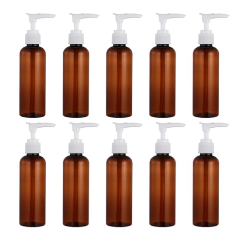 TOYZFRIENDY 10 Piezas Botellas Plásticas con Bomba para Loción y Champú Dispensador de Viaje Antiderrames para Camping y Negocios Color Marrón