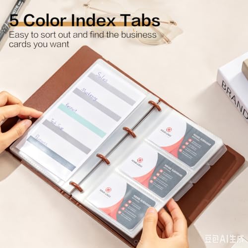 Image of deli Business Card Book Holder, Business Card Organizer, Brown