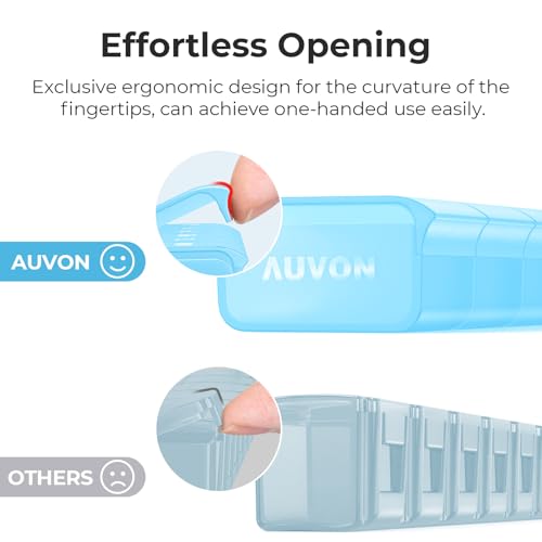 Image of AUVON Weekly Pill Organizer with Effortless Opening Design, Arthritis Friendly Pill Box, BPA-Free Pill Organizer 7 Day, Cute & Portable Pill Case for Vitamins, Supplements and Medications