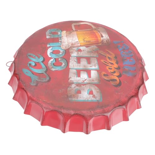 TOYANDONA Panneau Mural en Fer Vintage 35 Cm, Décoration Murale Capsules de Bière, Peinture sur Tôle Rétro pour Bar et Café, Ornement Mural Original pour...