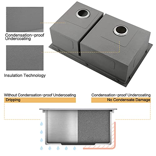 33 Inch Drop In Double Bowl Kitchen Sink Workstation -Bokaiya 33X22 Stainless Steel Double Bowl Drop In Kitchen Sink 16 Gauge Deep 60/40 Low-Divide Topmount Double Kitchen Sink With Cutting Board #TOP6