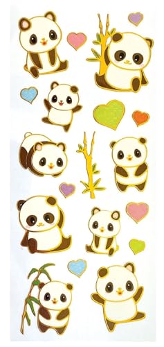 Paper House Productions Shiny Foil Enamel Effect Sticker Sheet for Crafts, Scrapbooking & Collecting - Panda Love